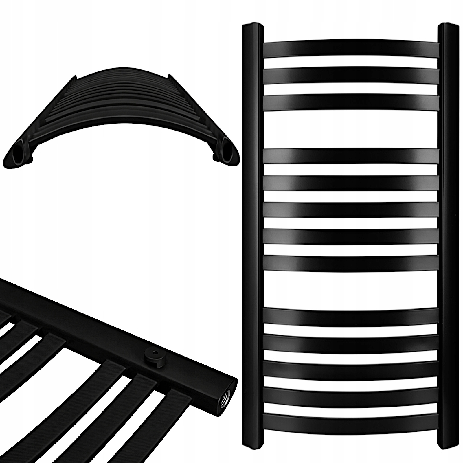 Nástenný Kúpeľňový Ohrievač Čierny Rebrík GR3 800 x 570 13 Rebier 489 W