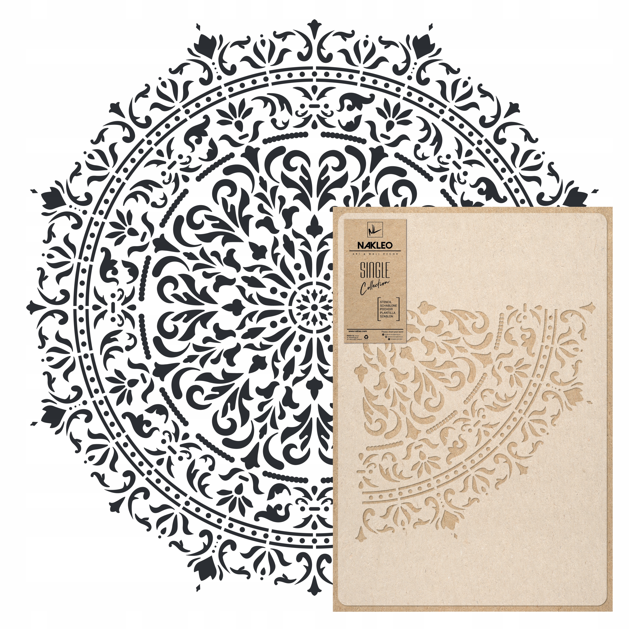 Malířská šablona Mandala XL průměr 107 cm pro omítky Opakovaně Použitelný Omítka Beton