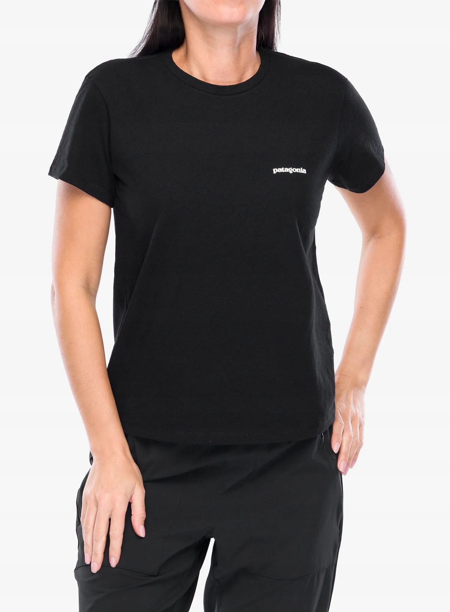 Dámské s potiskem s potiskem Patagonia P-6 Logo Responsibili-Tee černá L