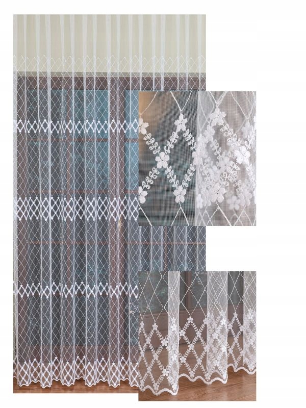 Záclona Průhledná Záclona Lehká bílá s páskou na žabky, šířka 150 x 190