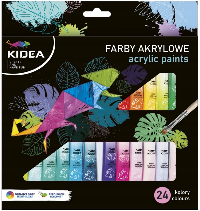ZESTAW FARBY AKRYLOWE DO MALOWANIA 24 KOLORY MEGA RYSOWANIE DLA DZIECI Rodzaj farby akrylowe