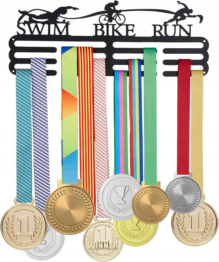 Wieszak na medale ścienny Swim/bike/run czarny pływanie rower bieg