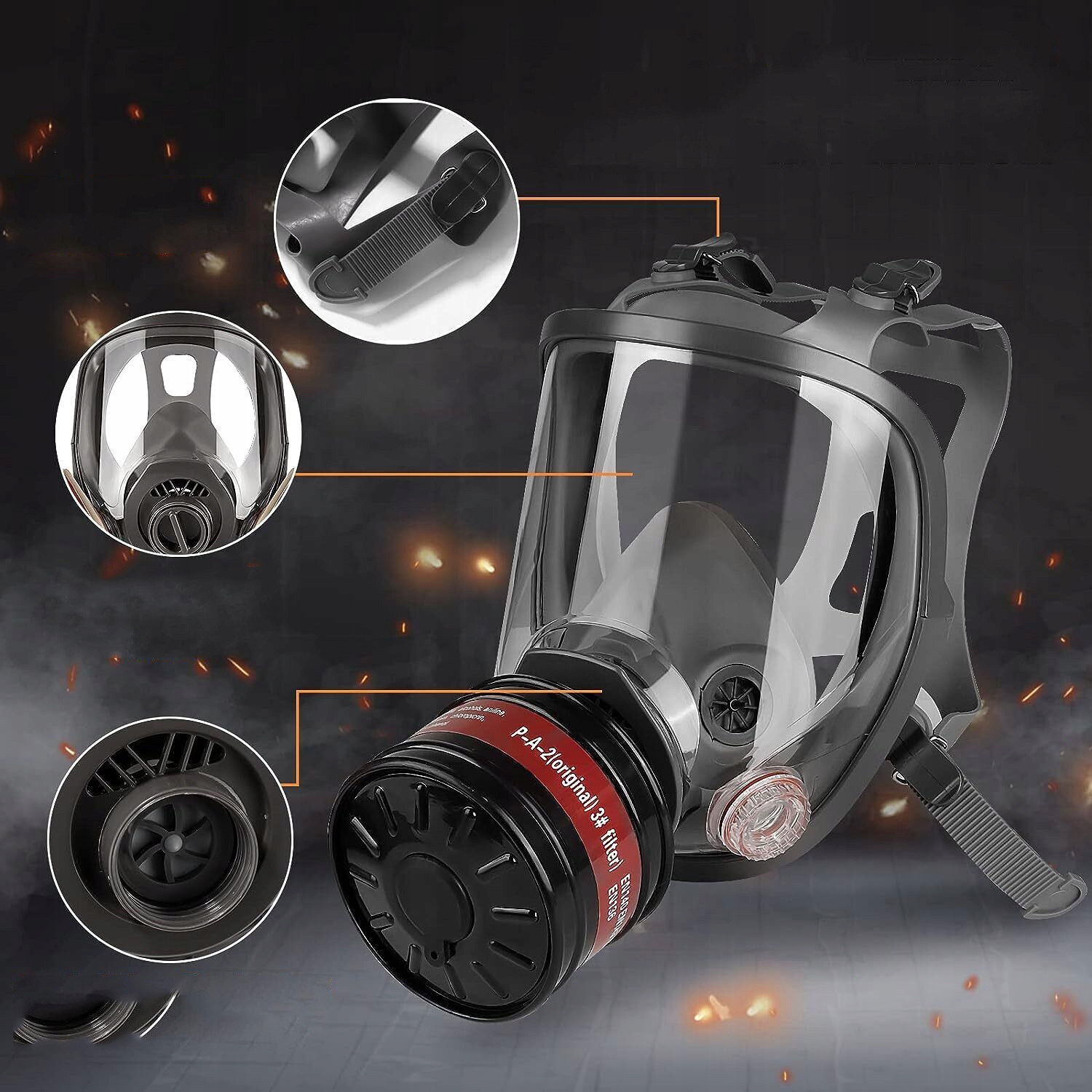 MASKA GAZOWA MASKA PEŁNA MASKA LAKIEROWA RESPIRATOR 6800 MASKA PRZECIWPYŁOWA Z FILTREM Rodzaj filtra F1 (węglowy)