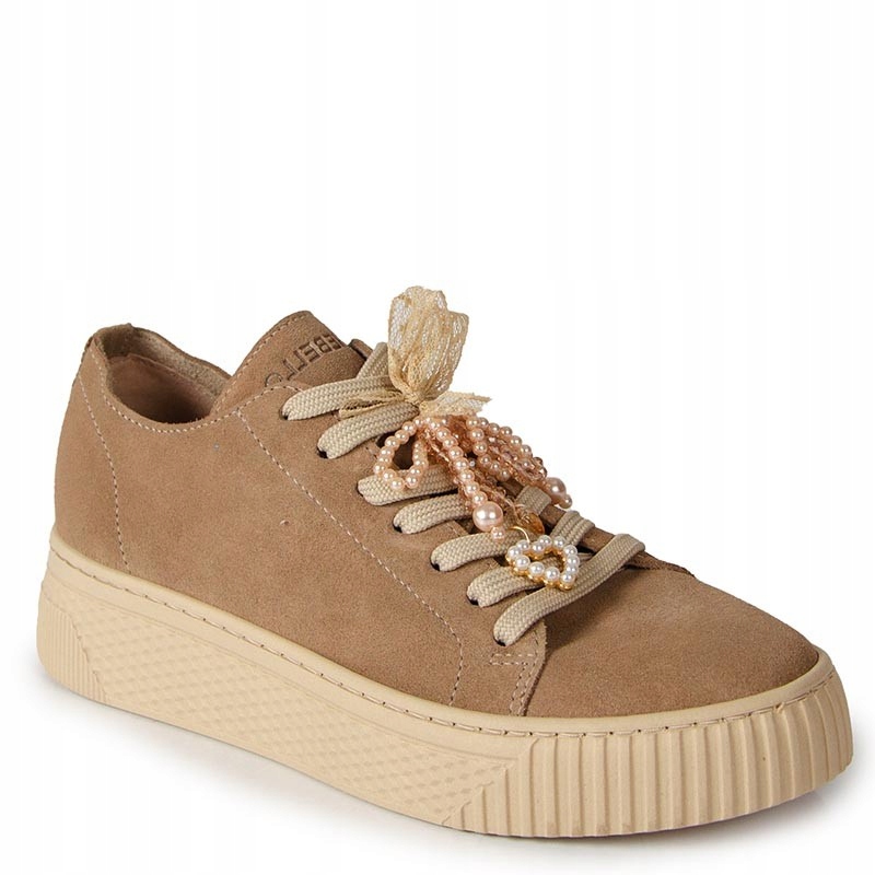 Chebello 4988 Béžové Kožené Tenisky Adidasy S Ozdobou 36