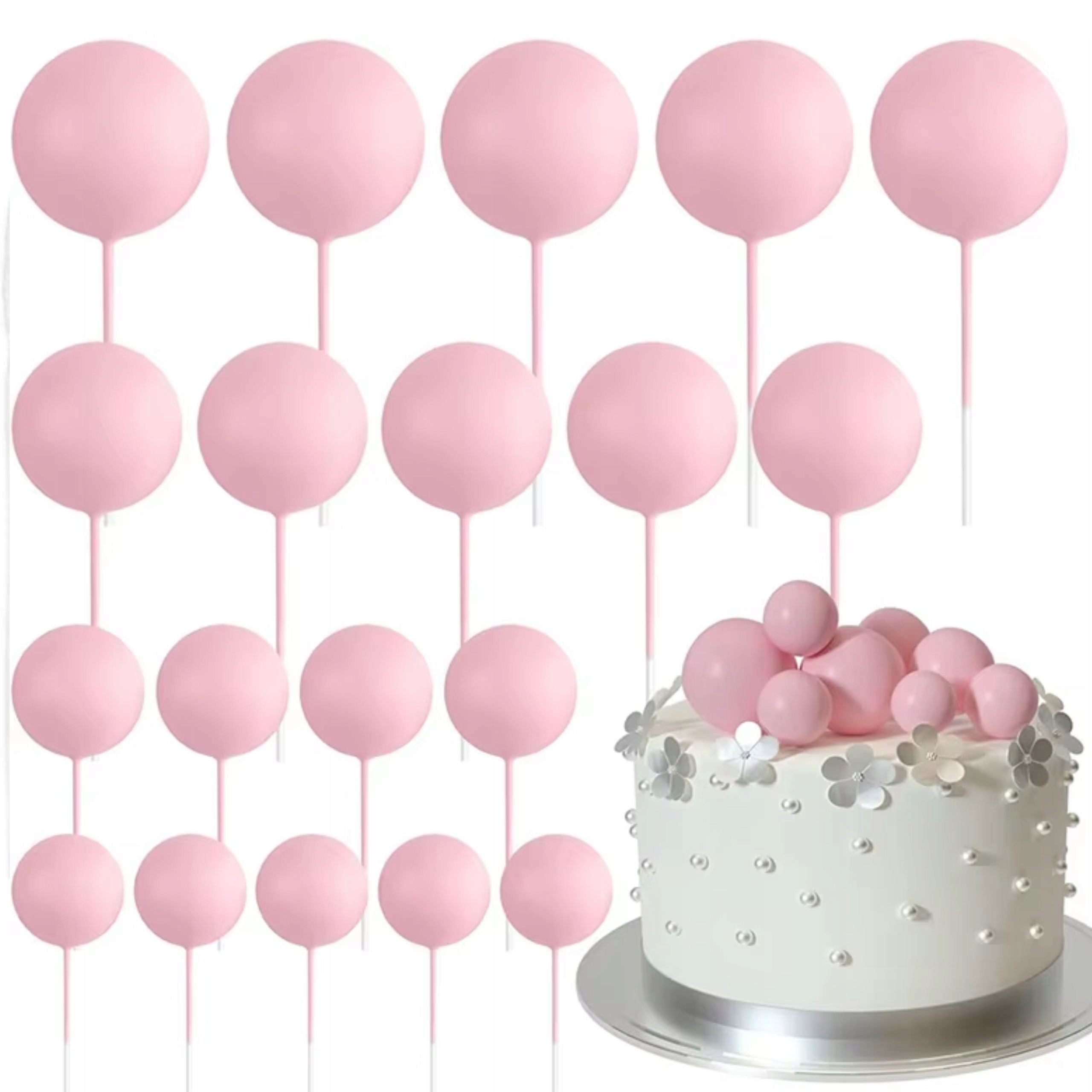 Różowe Kule Kulki Dekoracja Na Tort Ciasto Na Piku 20 sztuk topper toper