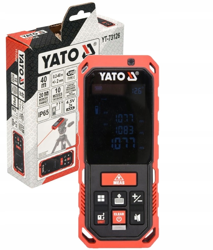 Laserový Dálkoměr 40m Měřič Yato YT-73126