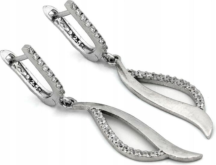 Stříbrné náušnice 925, dlouhé, závěsné, s moderními zirkony