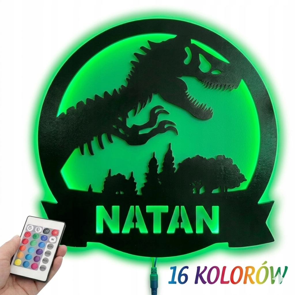Lampka nocna Led Rgb 3D Dinozaur T-rex dla dziecka Personalizowany