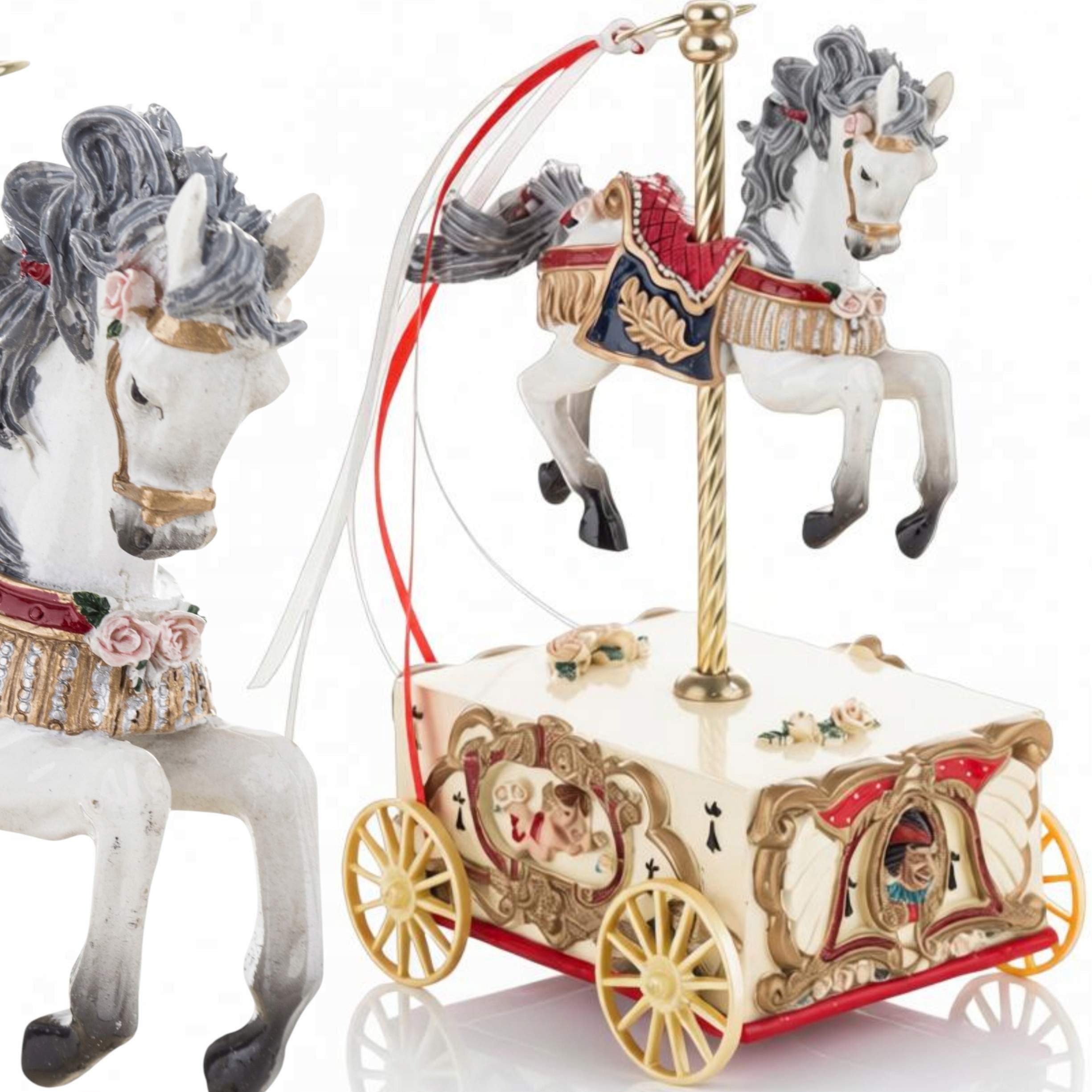 Hrací Skříňka figurka kůň koník natahovací vánoční s koněm 18,5 cm