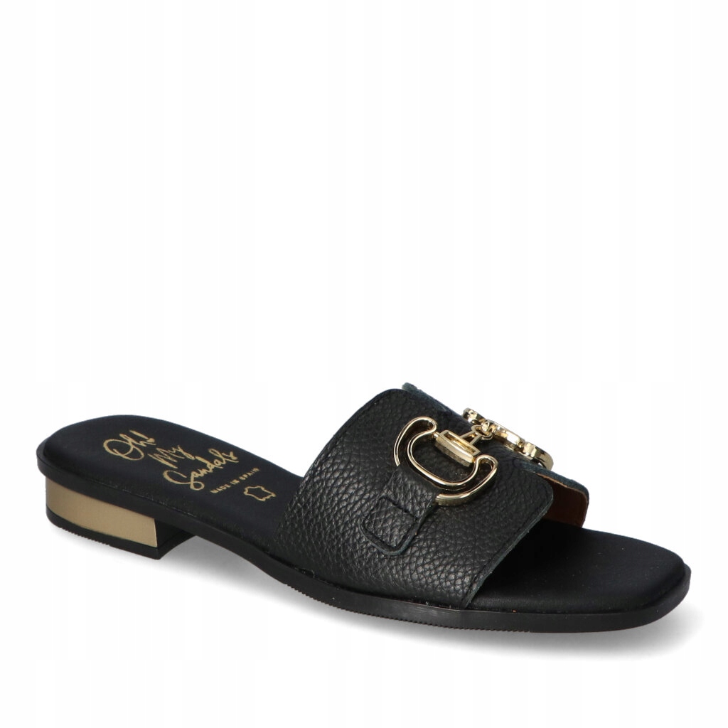 Nazouváky Oh my Sandals Černé Lico Kožené s ozdobou 39