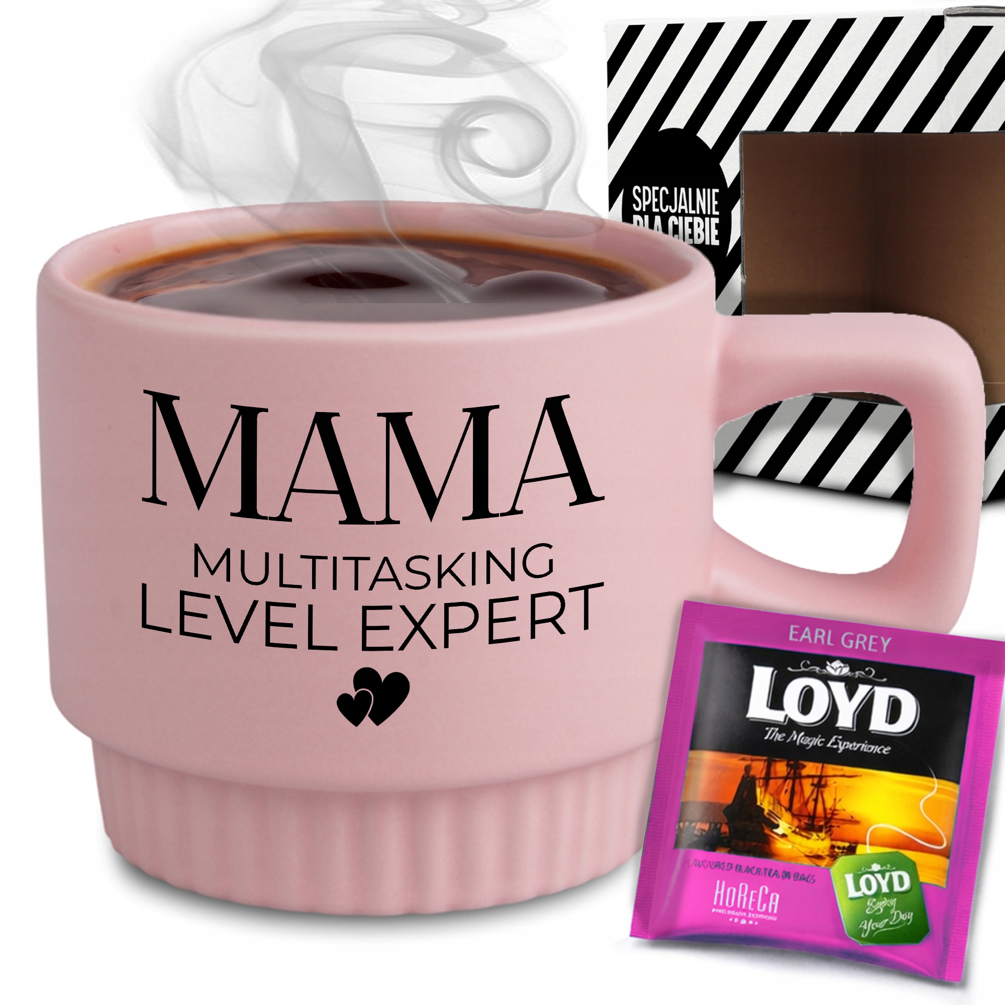 Ryhovaný Hrnček Sada V Krabici Ružový Čaj Mama Multitasking Darček