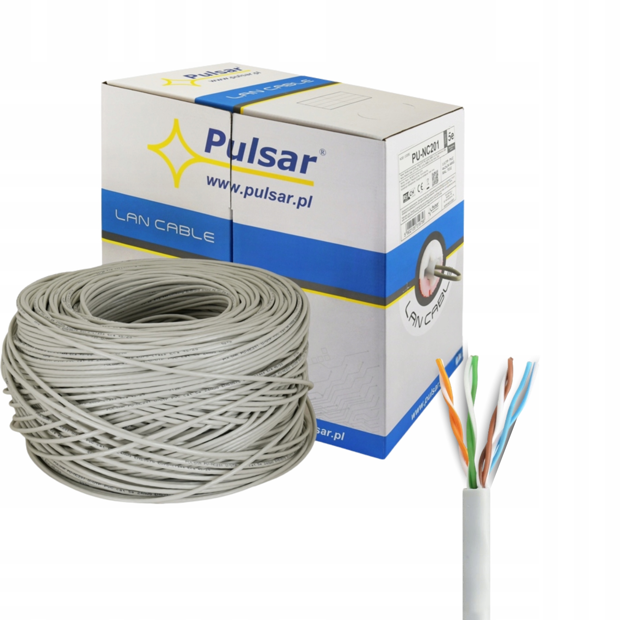 Skrętka komputerowa, U/utp, cat 5e, 24AWG, Cu, Eca, 305m (wewnętrzna)