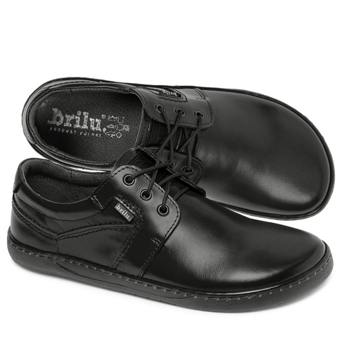 Brilu Polskie Skórzane Półbuty Buty Męskie Barefoot Marvin Czarne 40