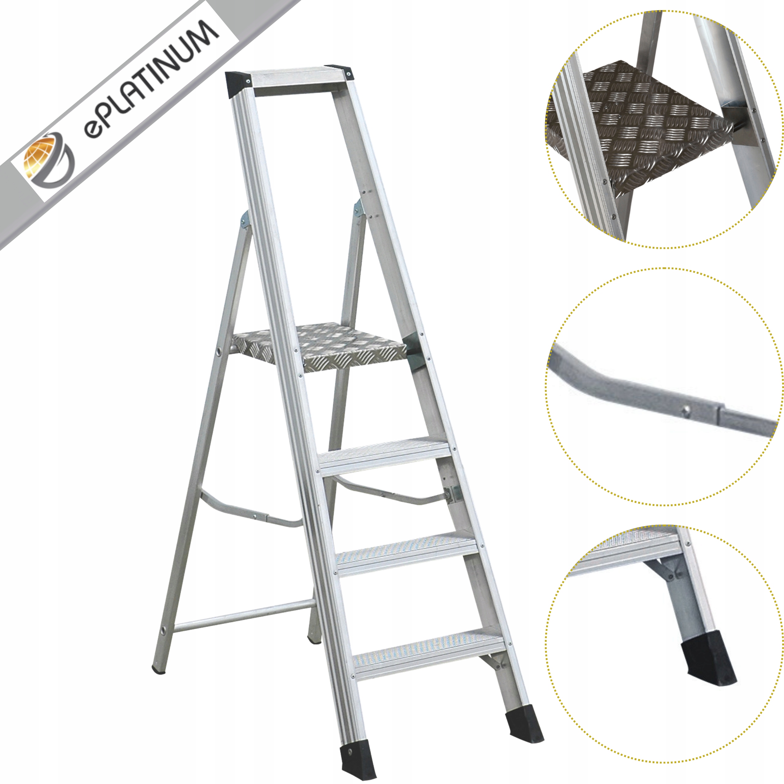 Profesionálna priemyselná jednostranná rebríková tyč 4-stupňová EN-131 150 kg