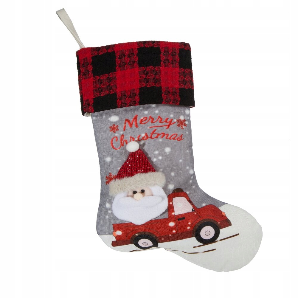 Vánoční ozdoba, ponožka na dárky Santa 28x50 Eurofirany