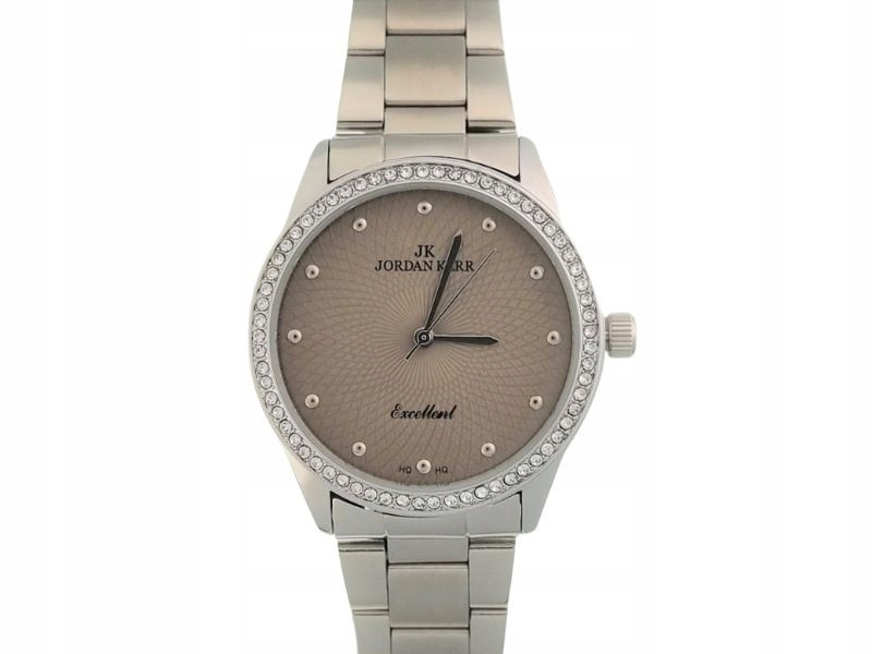 Dámské hodinky s hnědým ciferníkem zdobeným zirkony na mesh náramku