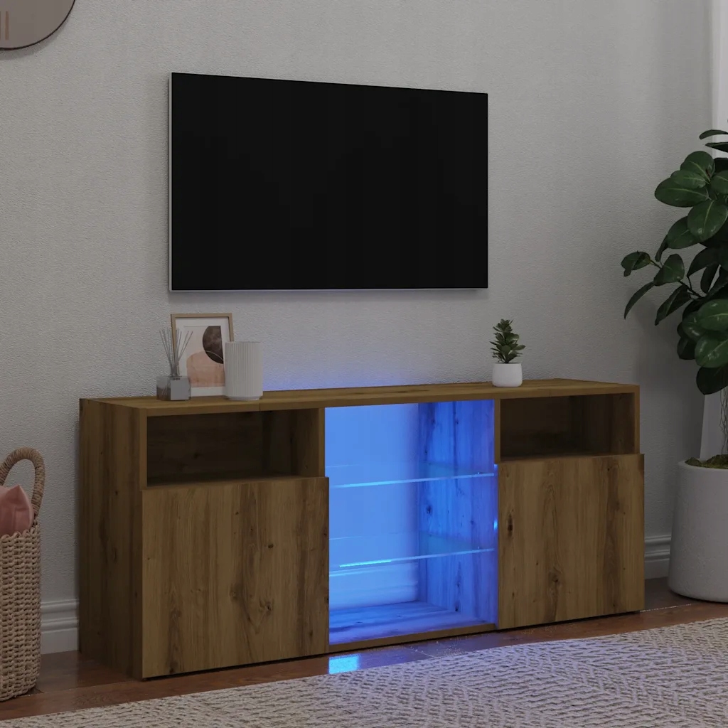 vidaXL Tv stolek s Led dub artisan 120 x 30 x 50 cm kompozitní dřevo