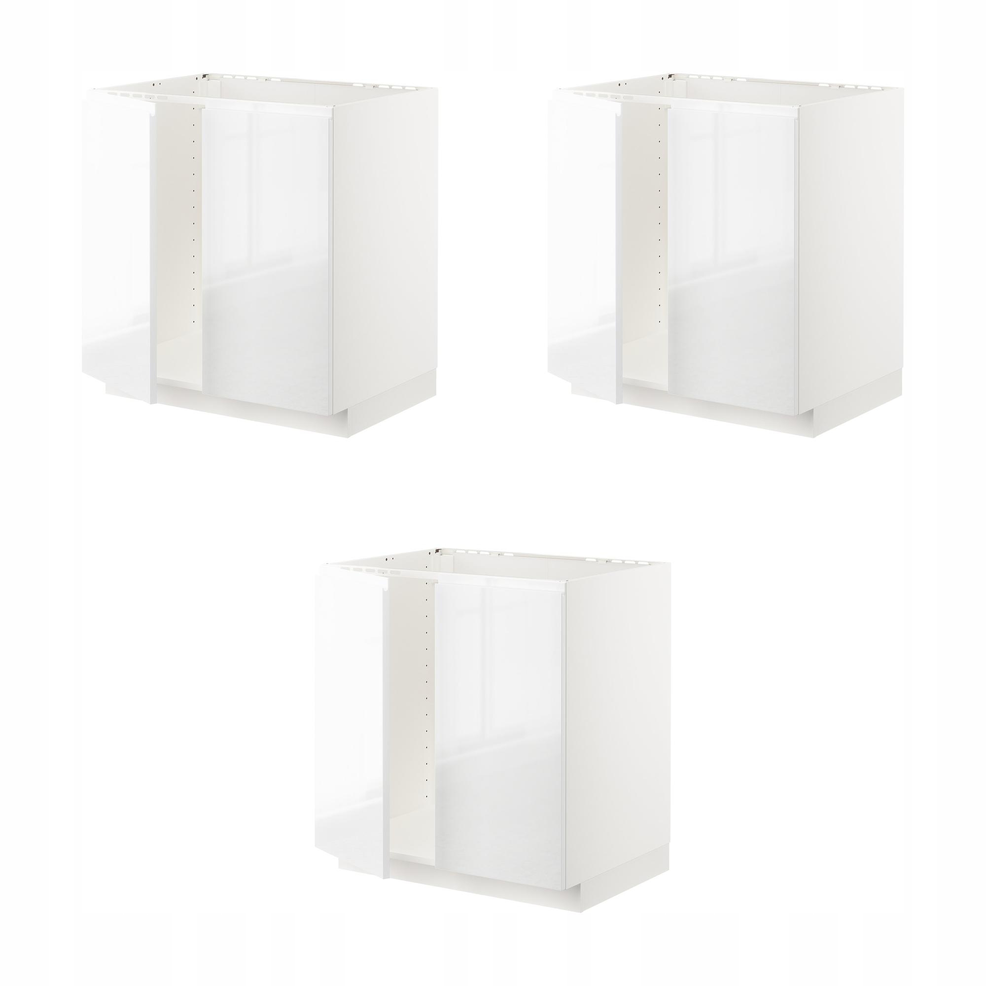 3 szt. Szafka kuchenna Metod zlew 2 drz biała Voxtorp 80x60 cm Sza p