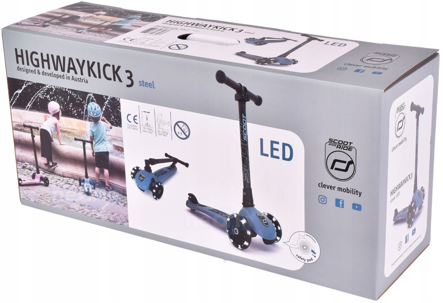 SCOOT AND RIDE HIGHWAYKICK 3 kołowa LED HULAJNOGA Waga 2.6 kg