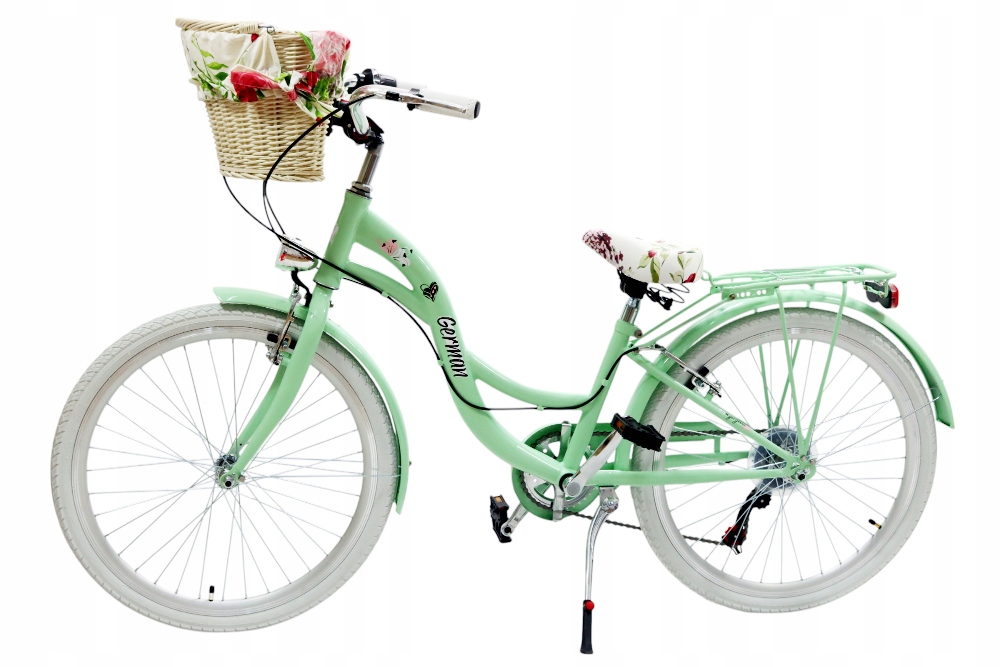 Miętowy Rower Dziewczęcy 24 " Cali Koła Komunijny Dla Dziewczynki damski