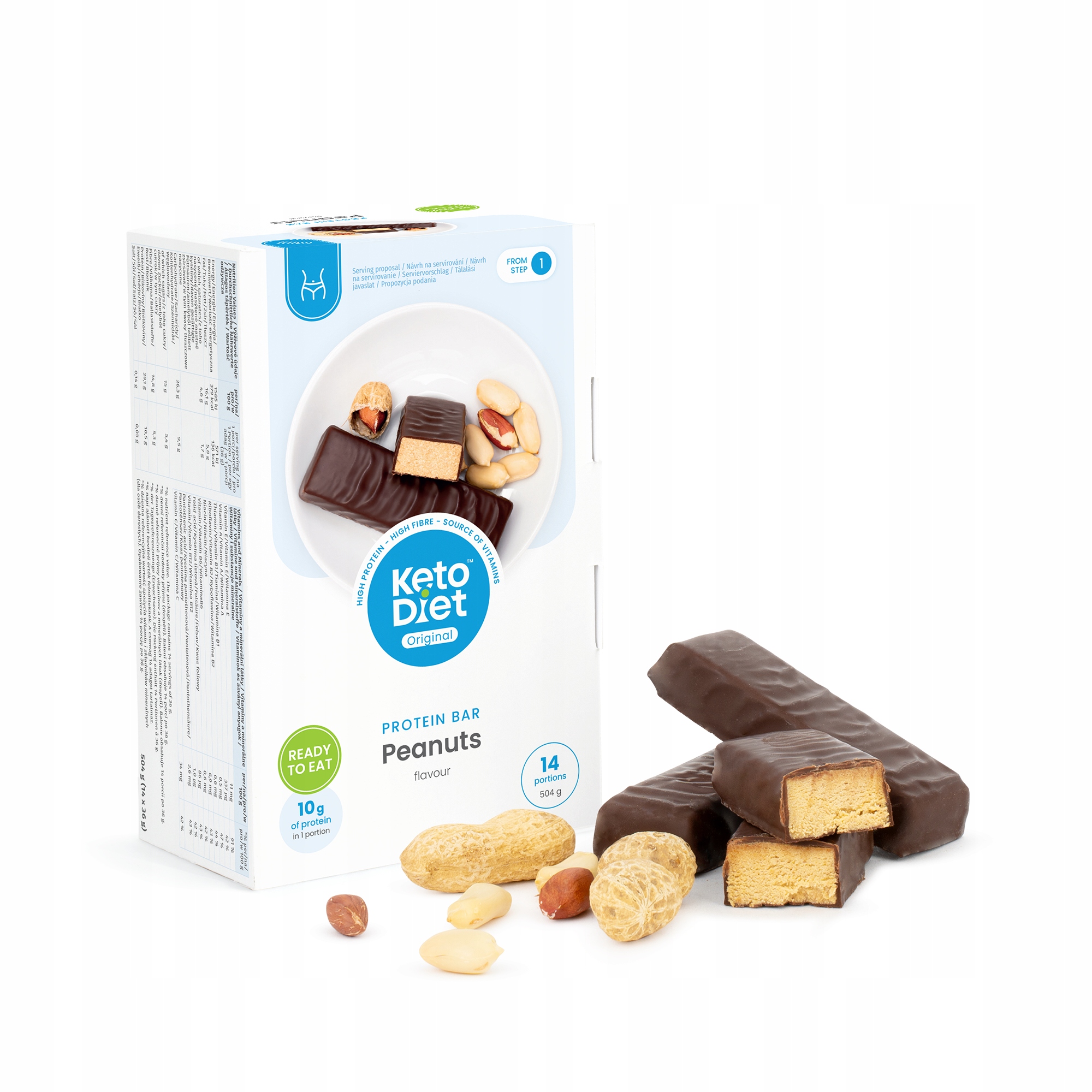 KetoDiet Proteinové tyčinky s arašídy (14 ks 7 porcí)