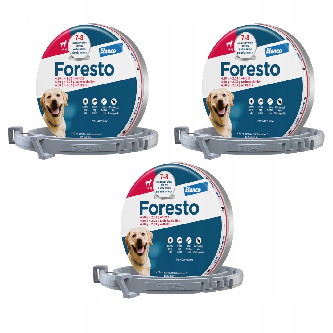 Elanco Foresto obroża dla psa powyżej 8 kg długość 70 cm 3 sztuki