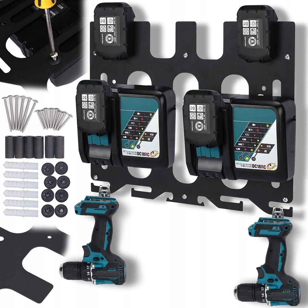3W1 Uchwyt Ścienny Do Makita 18V 14.4V Baterii Ładowarek Narzędzi