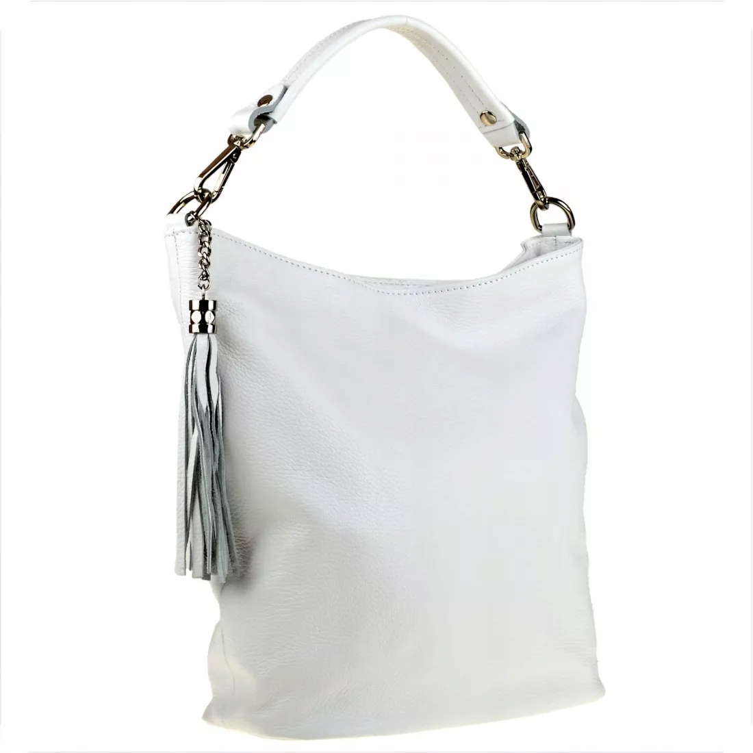 Lehká kožená kabelka shopper bag bílá L