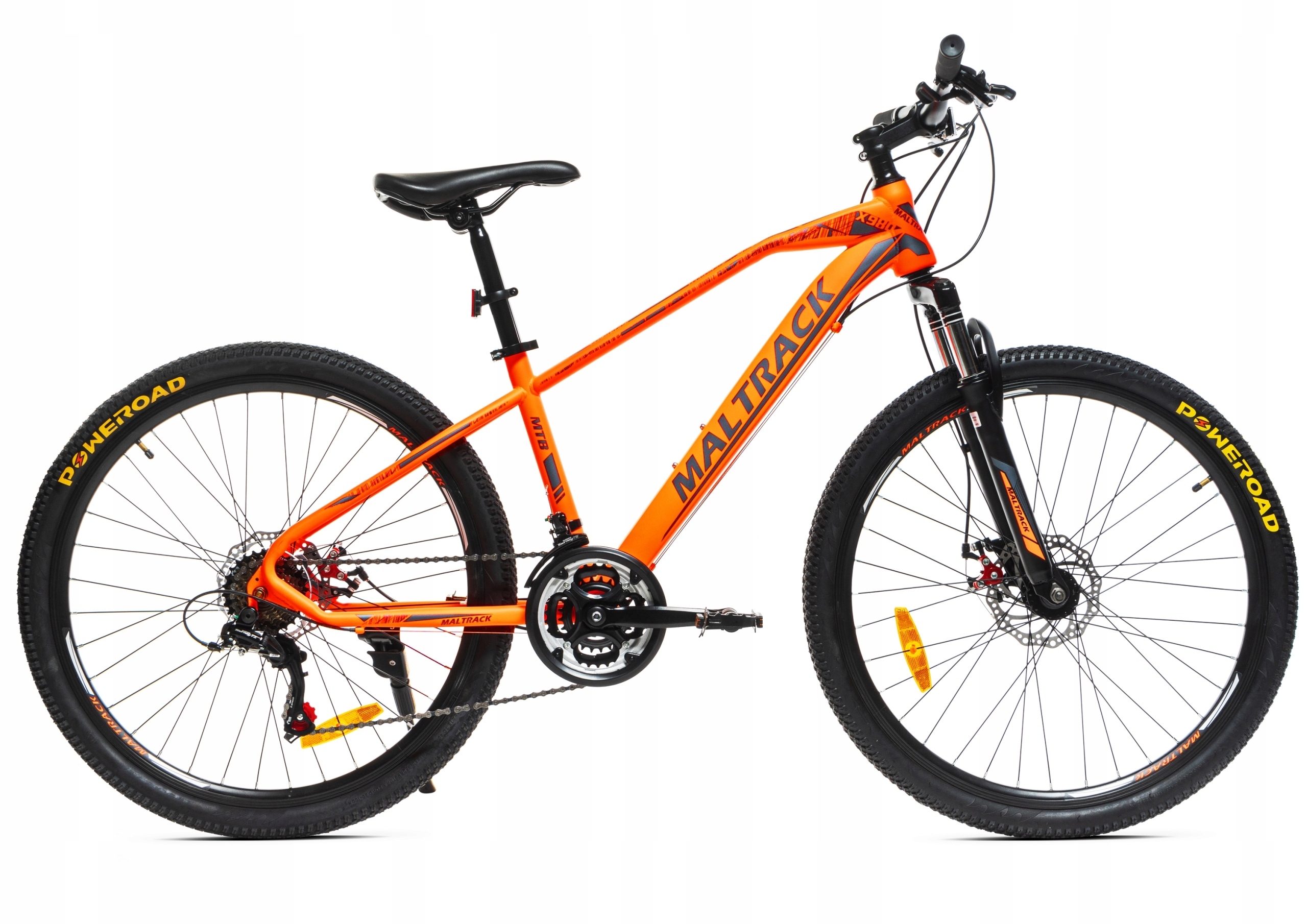 ROWER GÓRSKI MTB SHIMANO 26" 2x HAMULCE TARCZOWE RAMA 18" ODBLASKI ŚWIATŁA Marka MalTrack