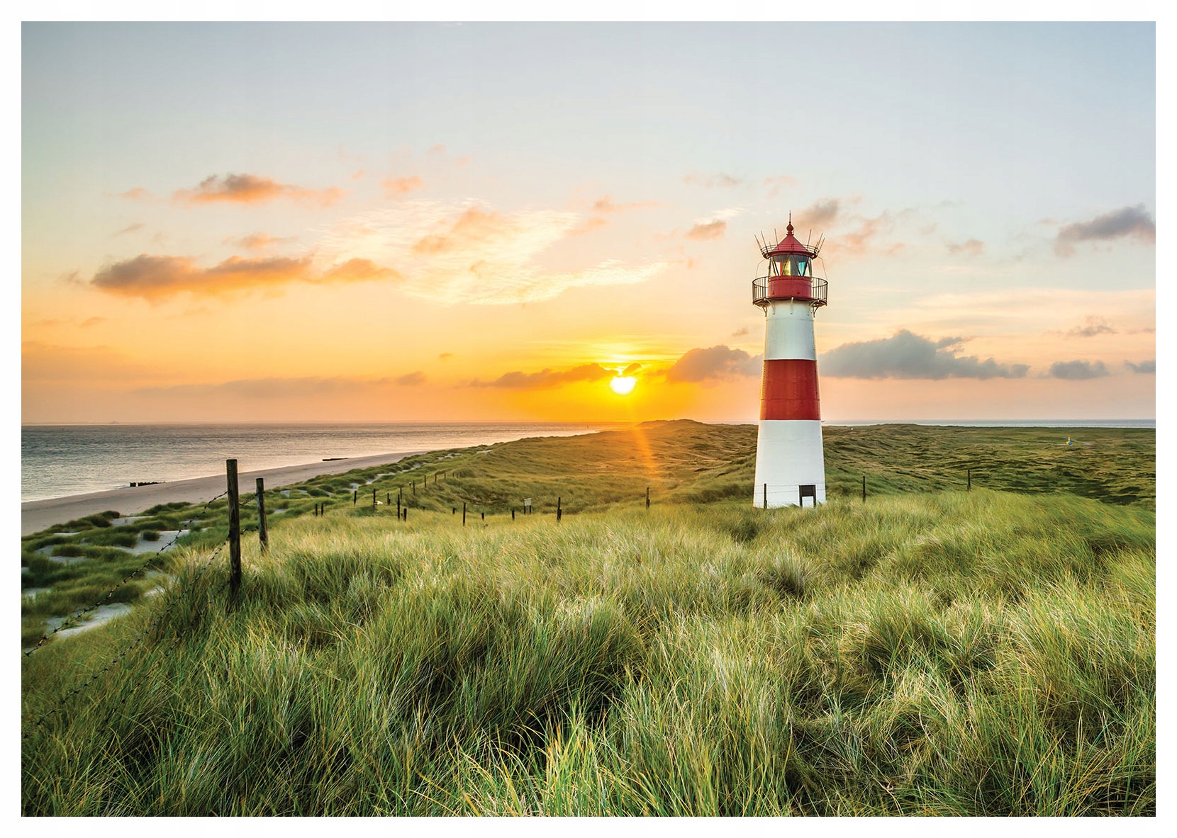 Fototapeta Moře Pláž Západ Slunce Maják Duny 416x254 lepidlo