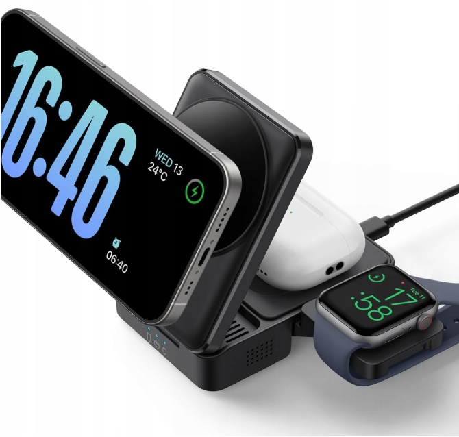 Lamicall T10–Składana Stacja Ładująca 3w1 MagSafe Do iPhone Apple Watch