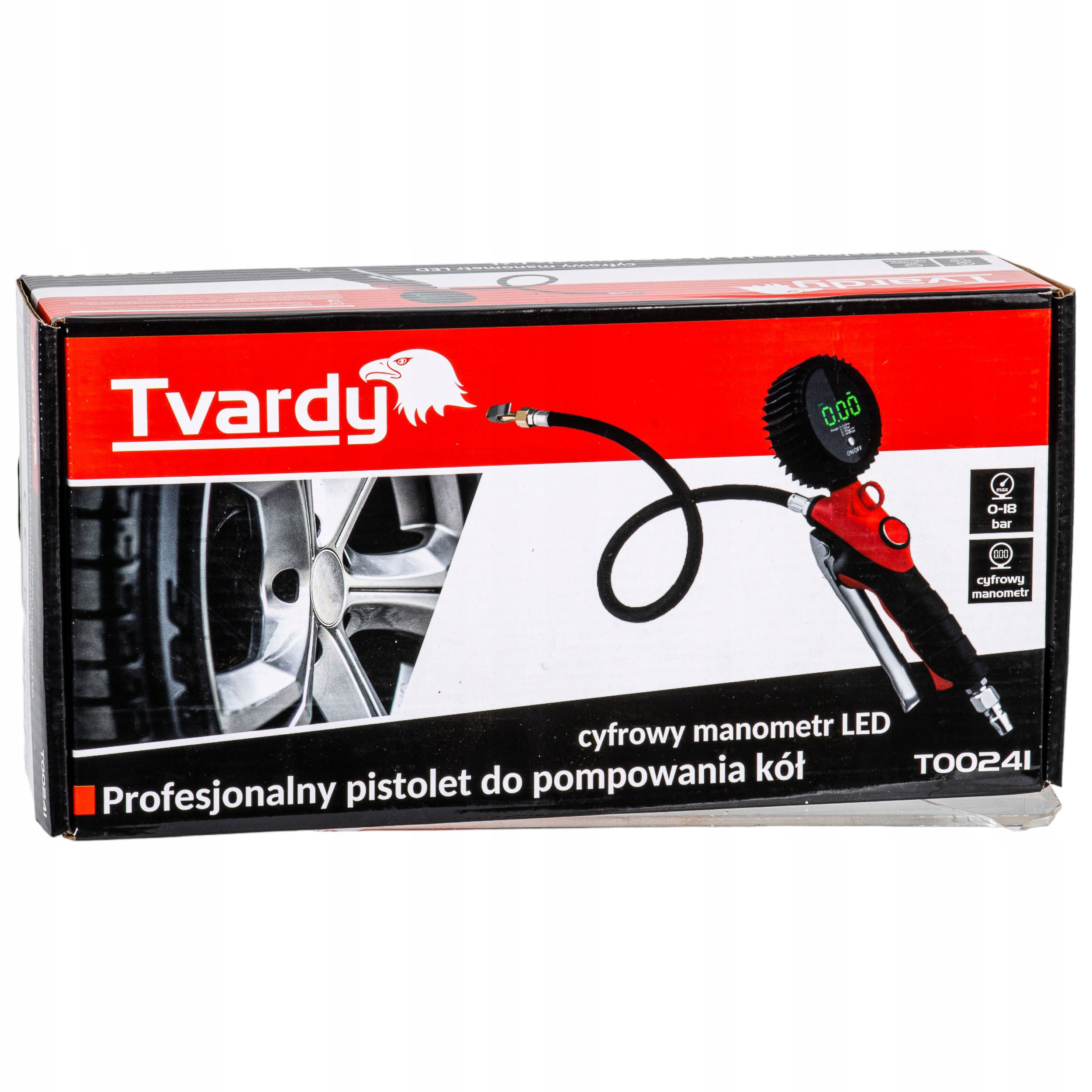 Pistolet do pompowania kół cyfrowy manometr 18bar Tvardy Marka Tvardy