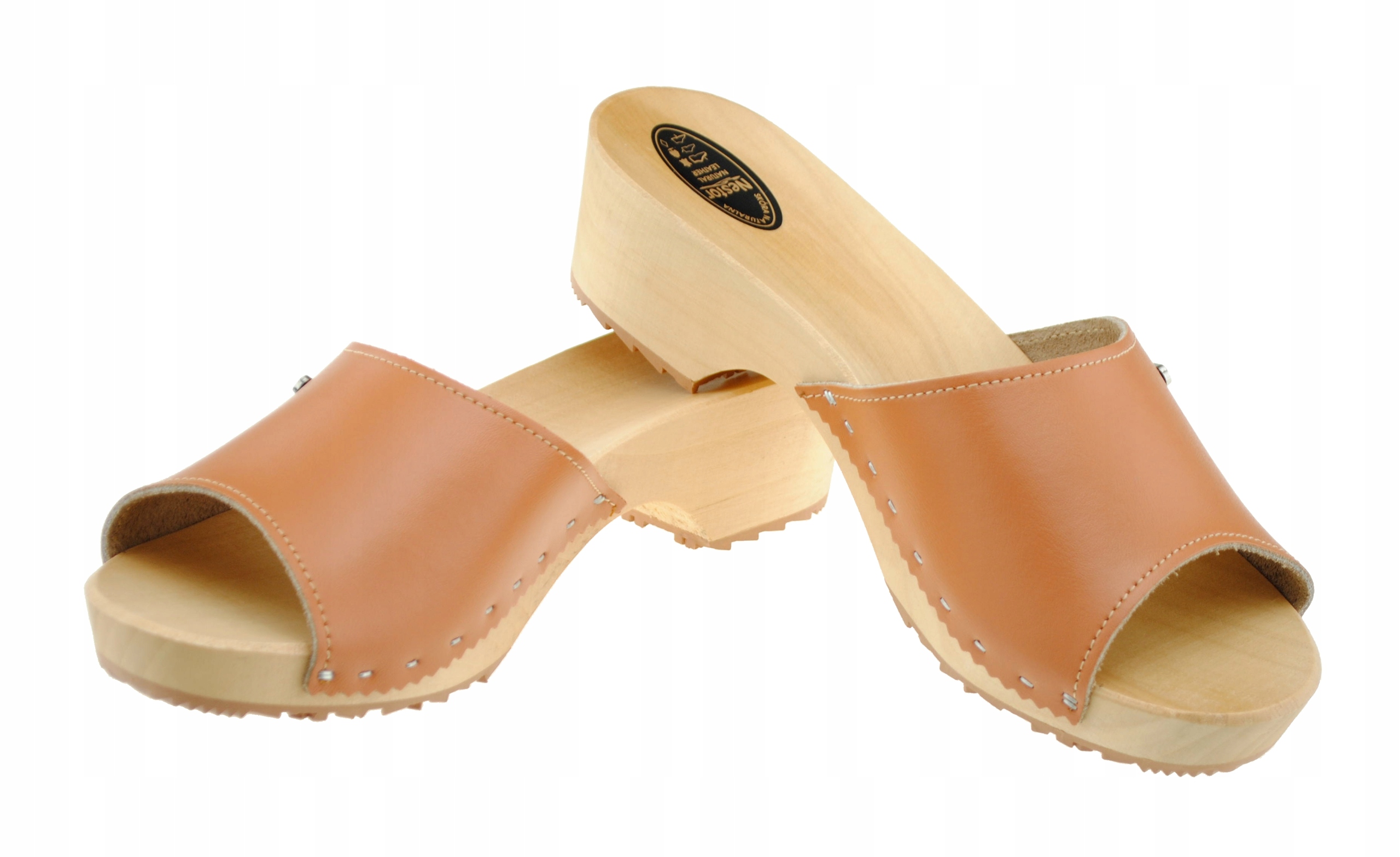 CHODAKI damskie DREWNIAKI KLAPKI Skóra Naturalna Kolor wielokolorowy