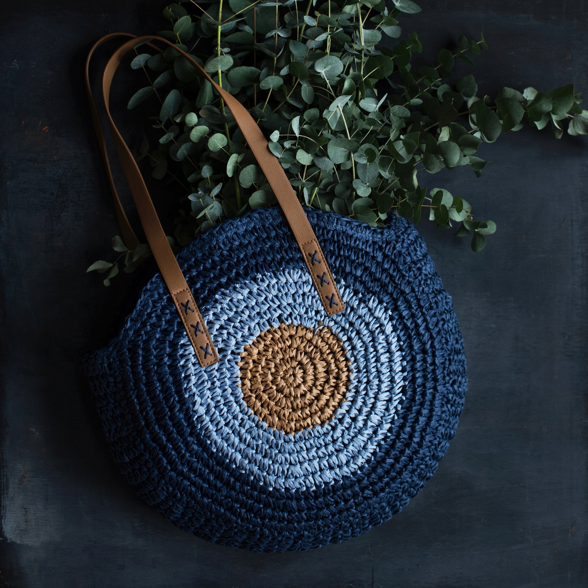 Torebka Koszyk Damska Pleciona Okrągła Słomkowa Plażowa Miejska Casualowa Kolor beżowy