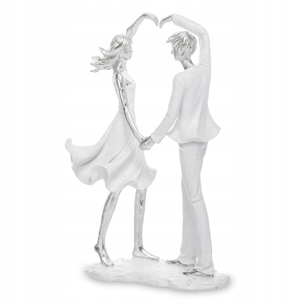 

Figurka Zakochana Para Z Sercem Biała Srebrna 25cm