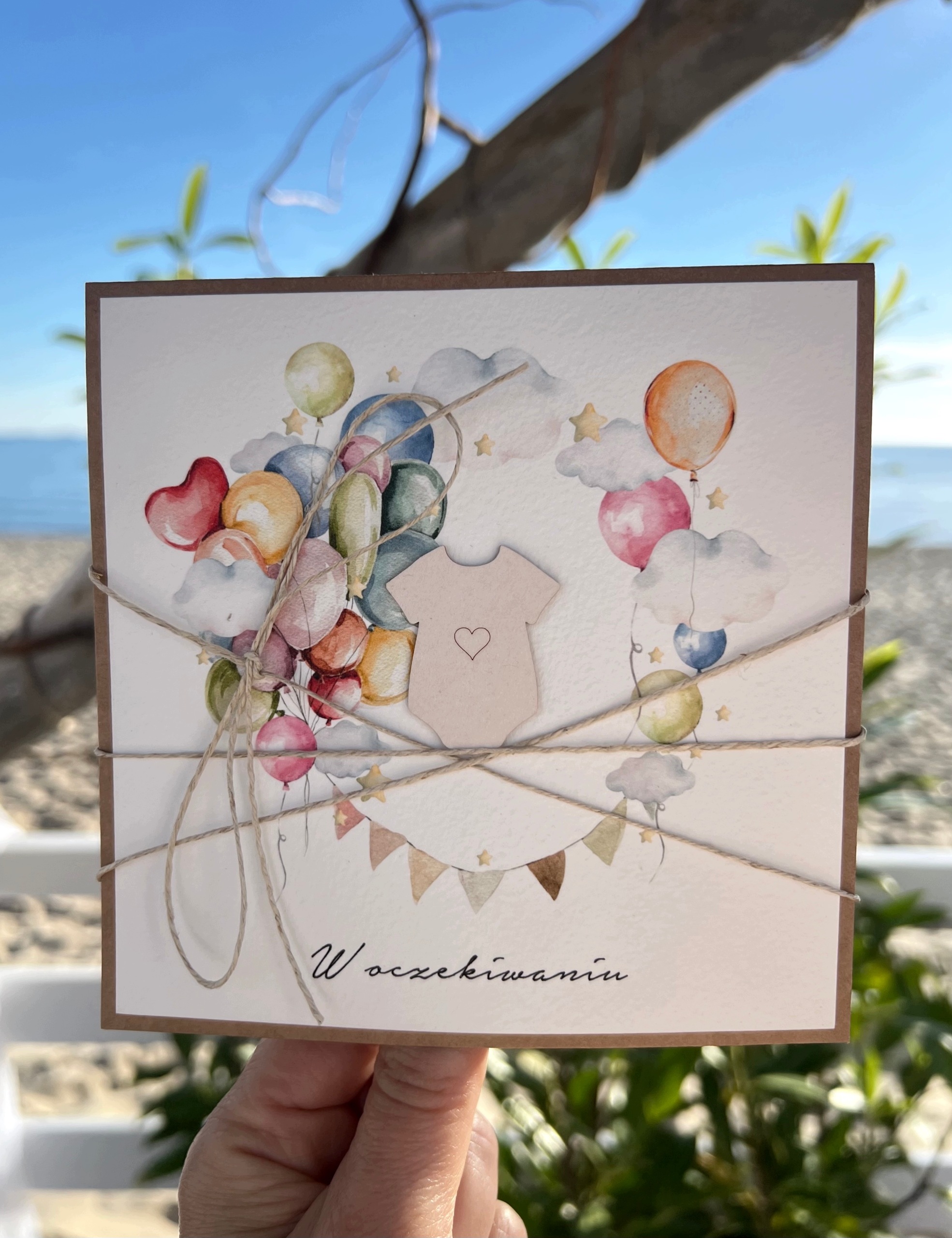 Ručně vyrobená kartička na baby shower babyshower V očekávání dítěte
