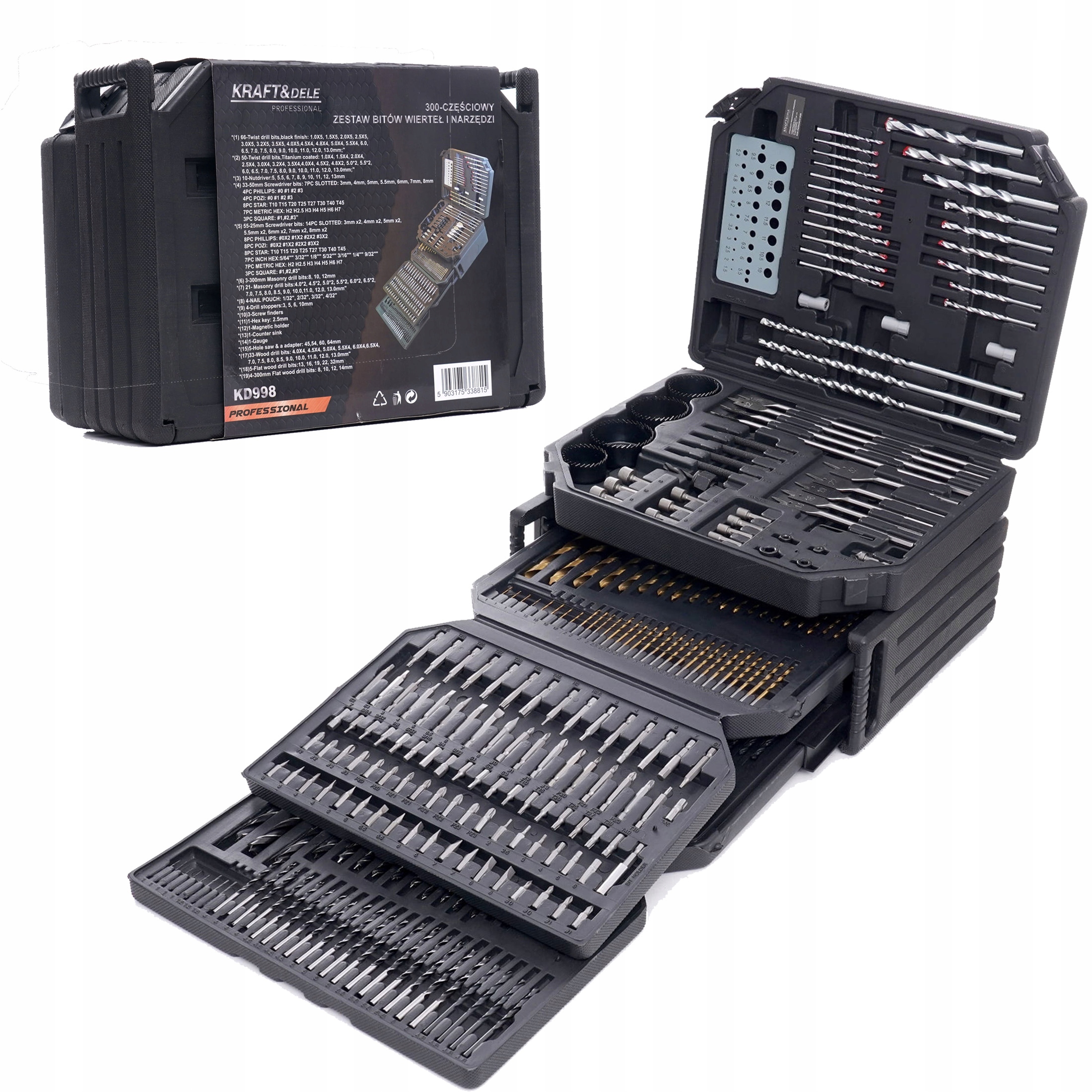 Vrtáky Do Kovu Hss Děrovky Dláta Bity Nástroje Sada Kufr 300 ks