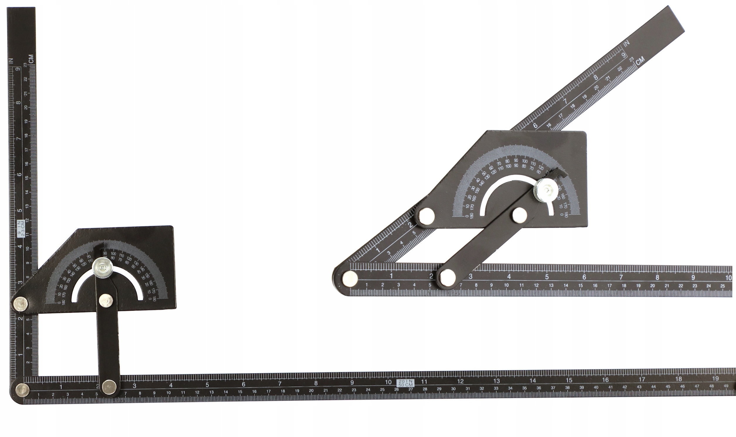 KĄTOWNIK NASTAWNY + KĄTOMIERZ 230x500mm 0-180° Materiał aluminium