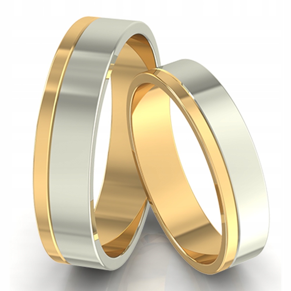 DWUKOLOROWE OBRĄCZKI ŚLUBNE ZŁOTO 585 GRAWER PARA