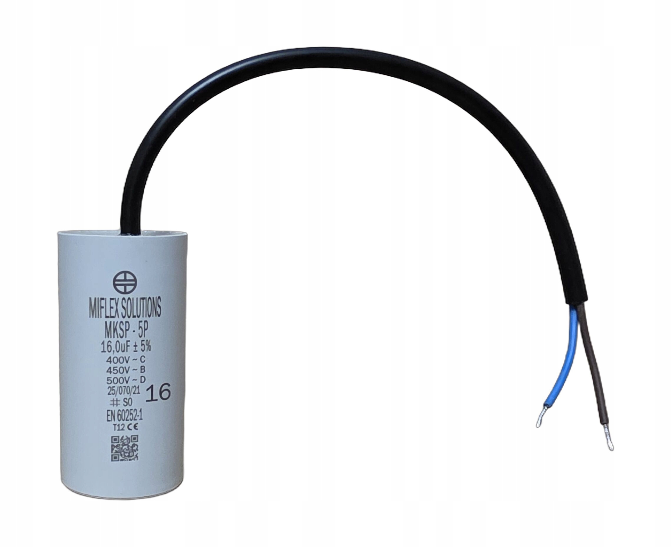 Kondensator rozruchowy silnika 16uF 450V MIFLEX MKSP-5P 16,0uF kabel