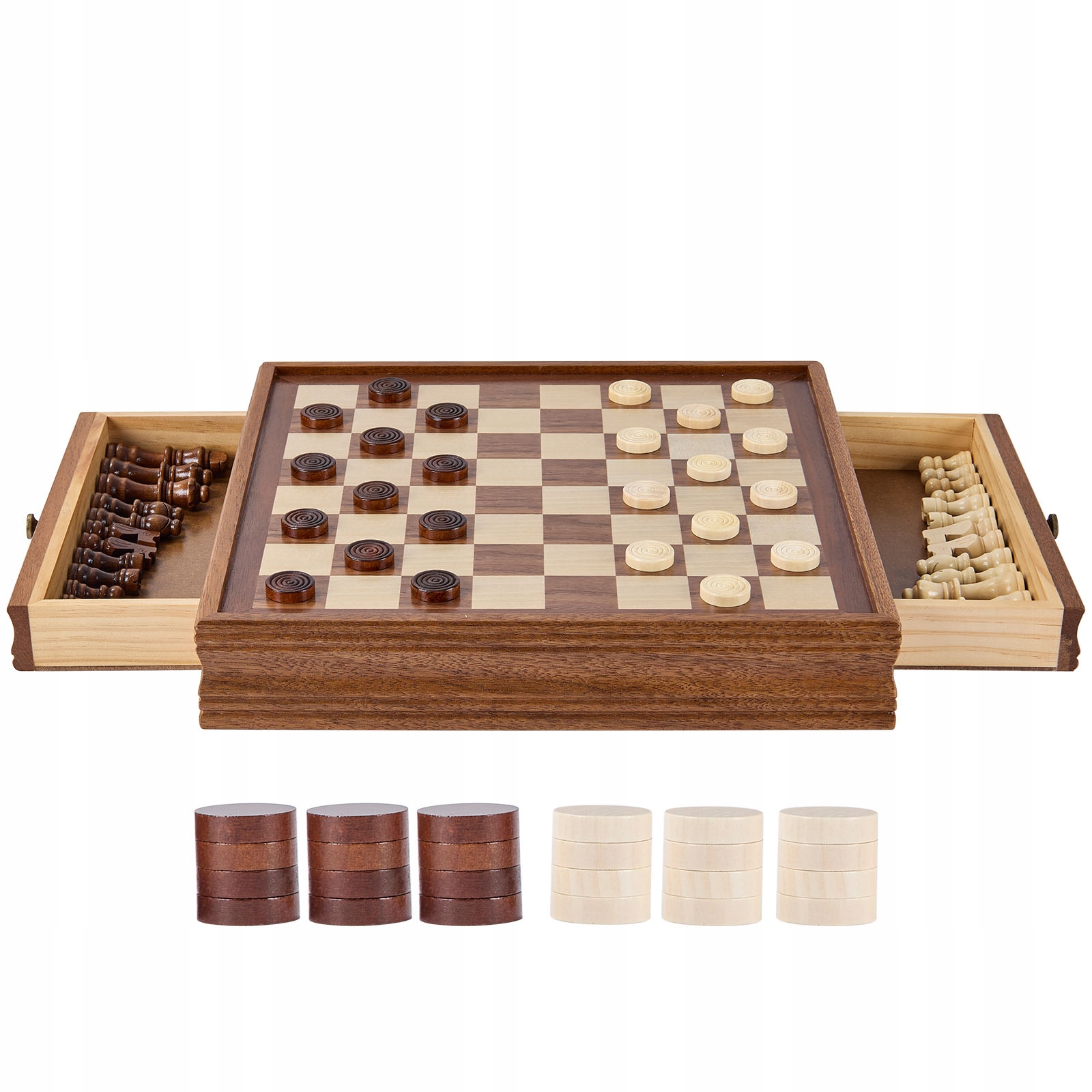 VEVOR Magnetyczne Drewniane Szachy 380x380x25MM Kolor Orzecha 1,2KG Producent 1A Games