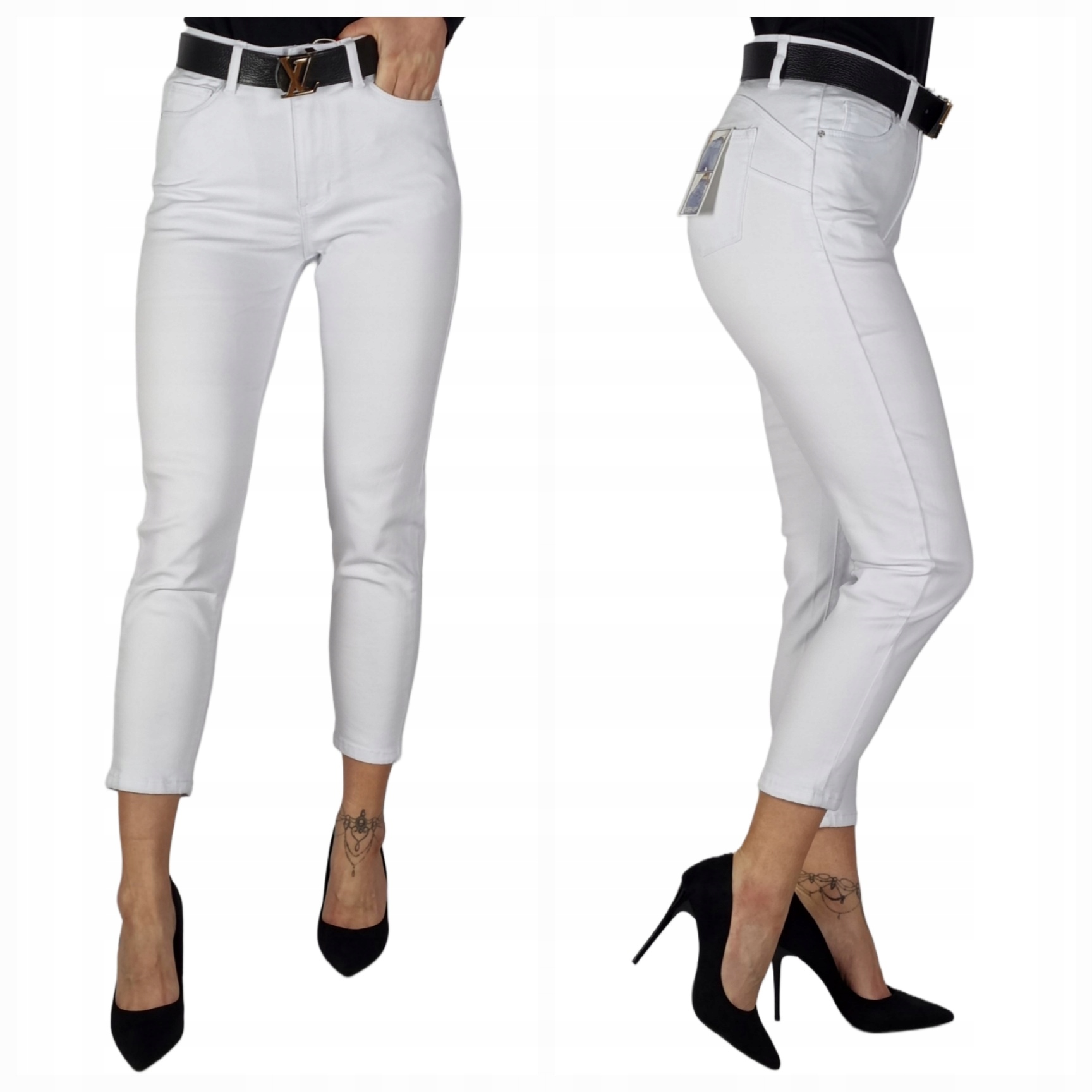 Spodnie Białe Klasyczne 7/8 Rozmiar 42/XL