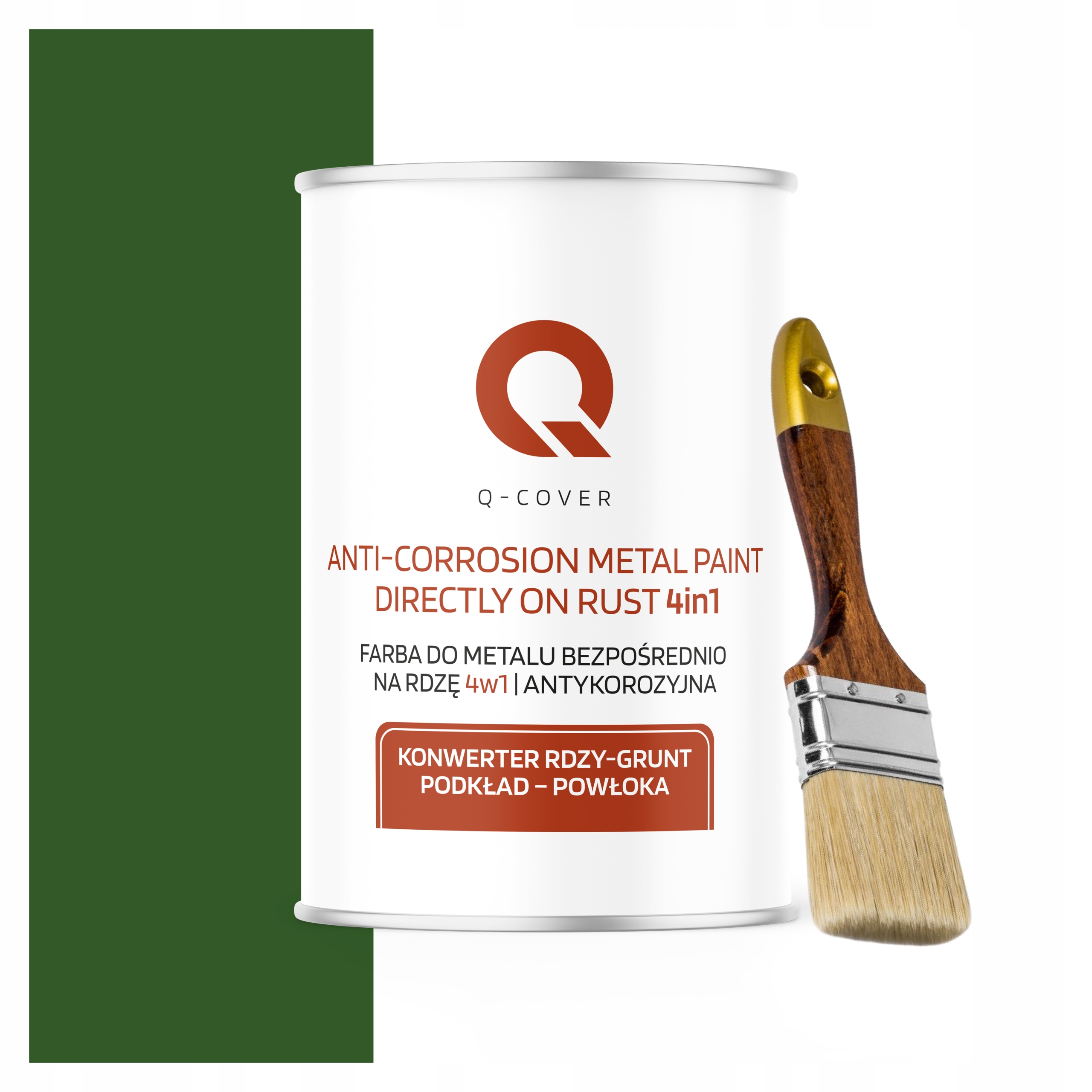 Farba do Metalu Antykorozyjna 1L Wysoki Połysk Zielony Liściasty Pędzel
