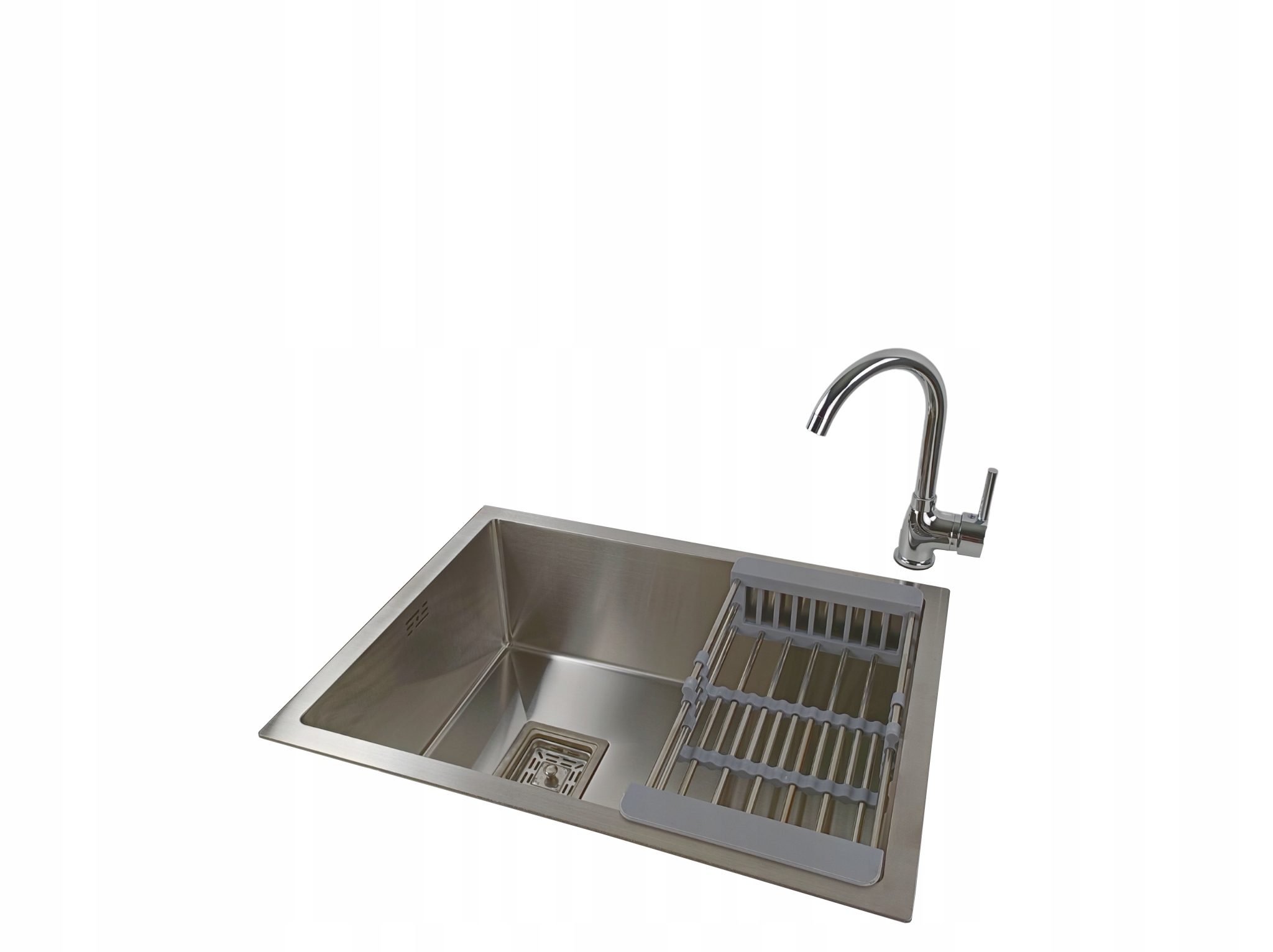 Nerezový jednodřez s kartáčovaným povrchem baterie, sifon