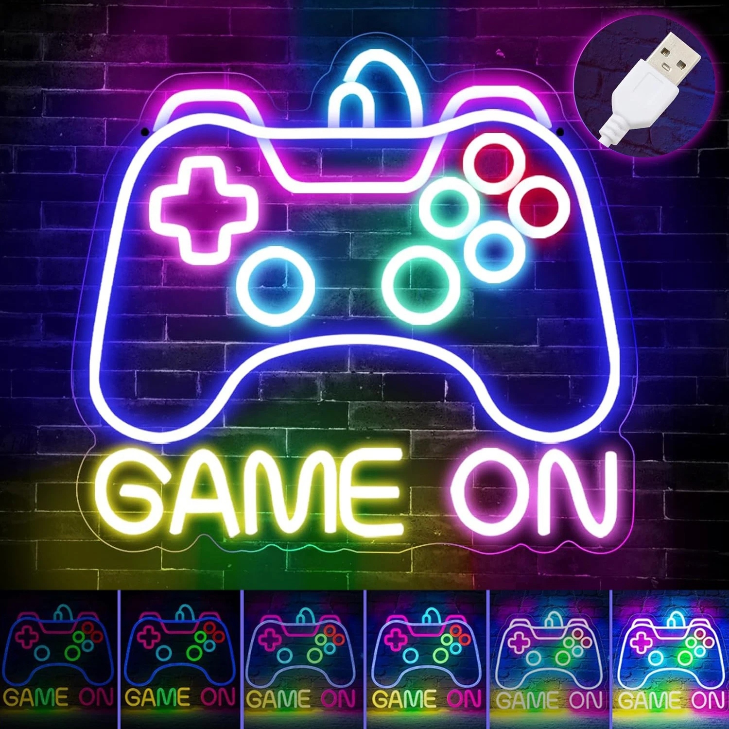Neon Led Na Ścianę Neony Do Pokoju Game Pad Lampka Nocna Usb 5V Game On