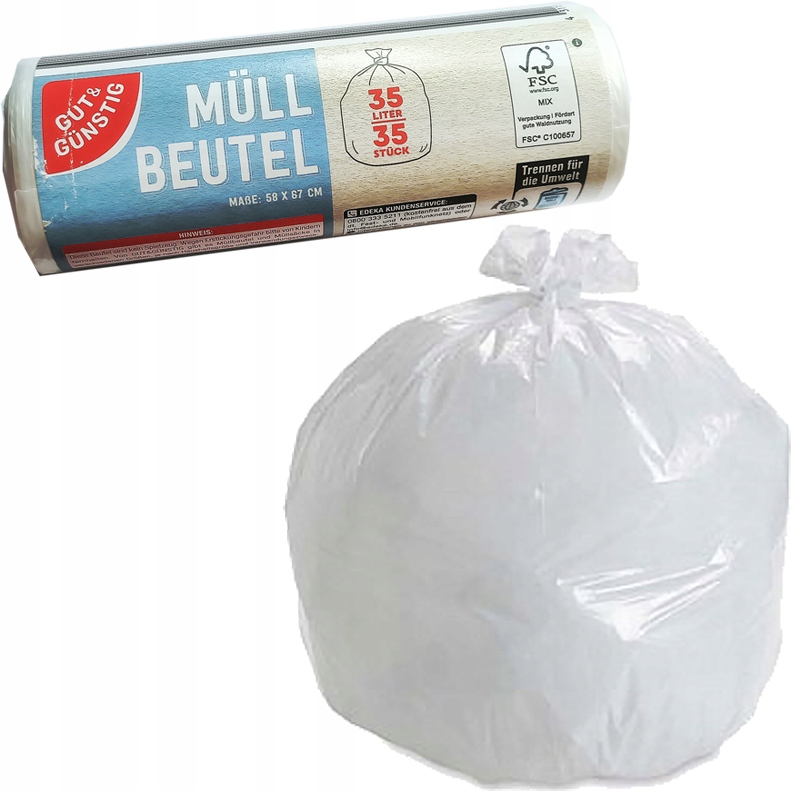 Worki na śmieci 35 szt. x 35L uniwersalne