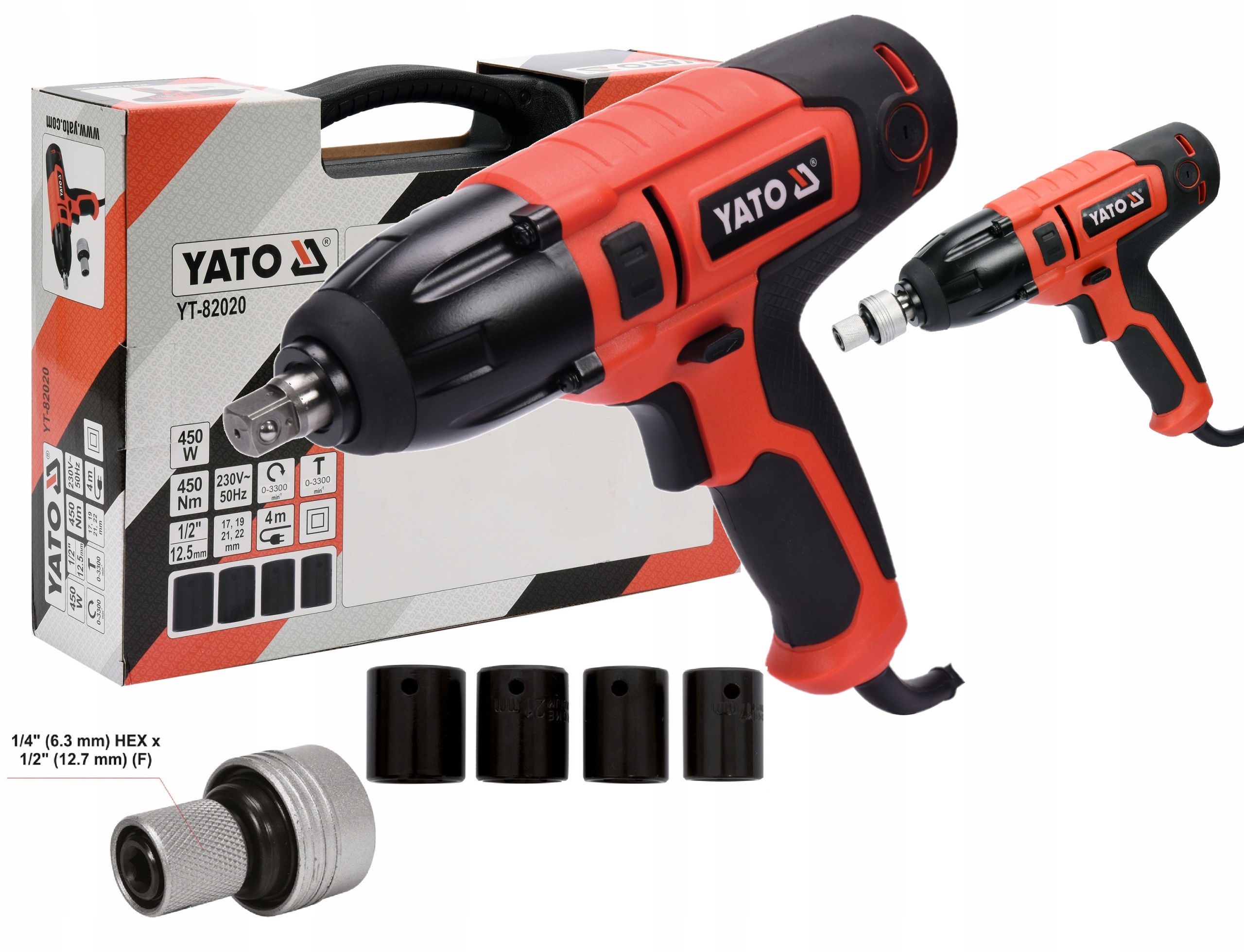 Elektrický Rázový Uťahovák 1/2" 450Nm Yato YT-82020