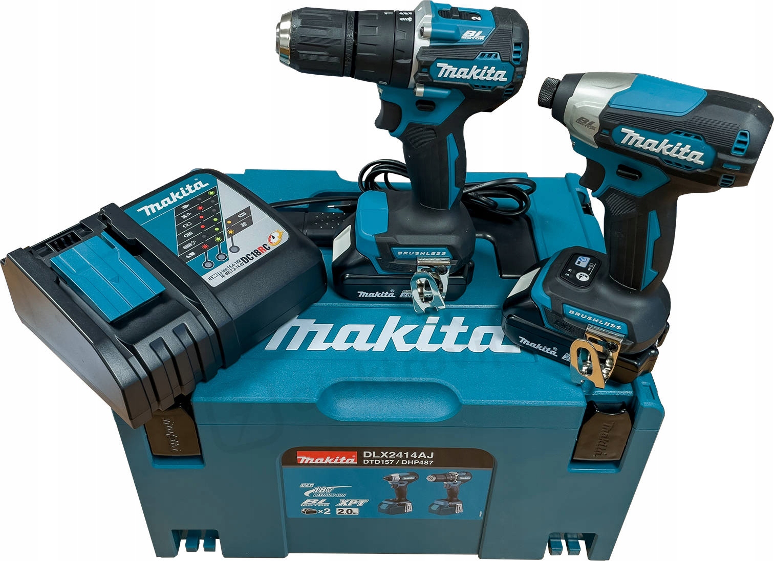 Makita Zestaw Combo Wkrętarka Ud. DHP487 Zakrętarka DTD157 2x2Ah DLX2414AJ
