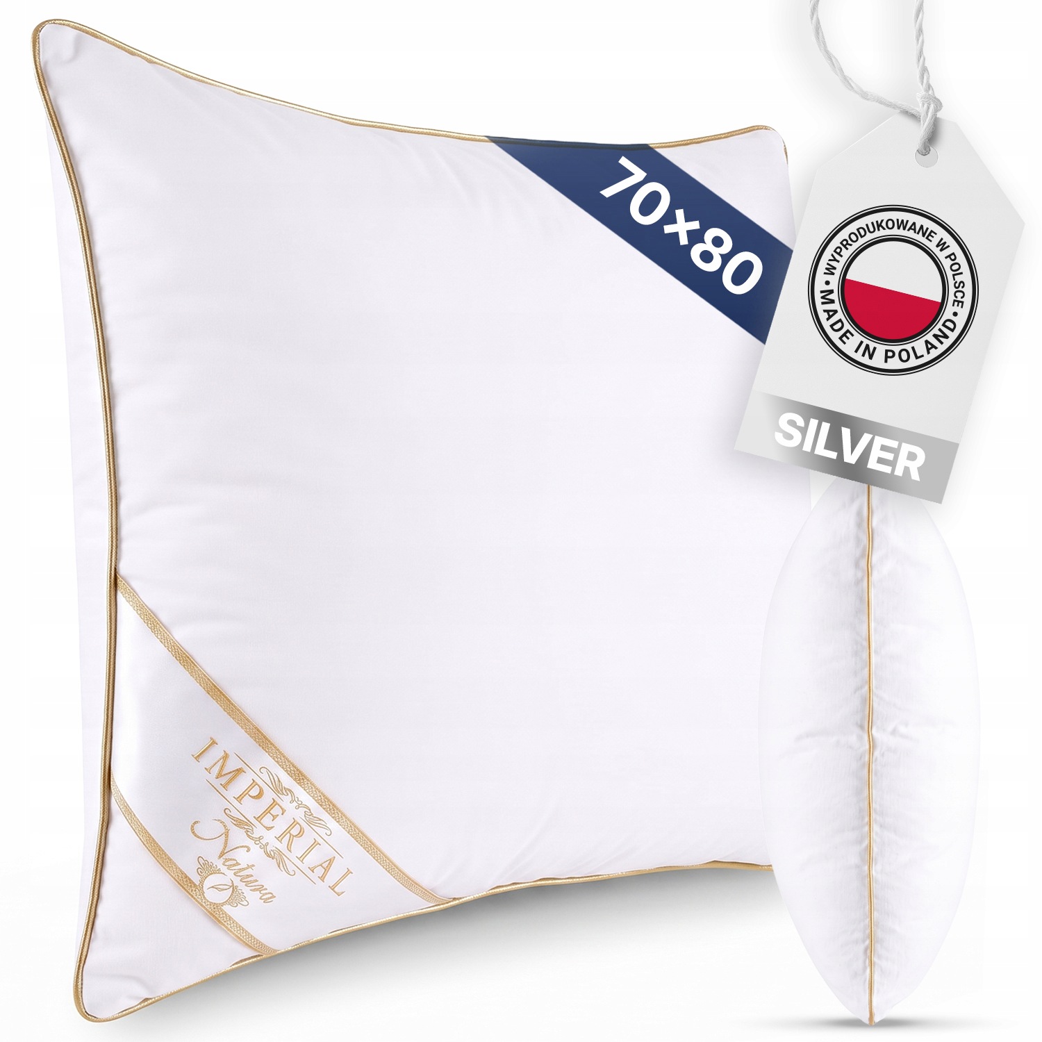 Polštář Na Spaní Amw Monaco Silver 30% Husí Peří Bavlna 1050g 70x80