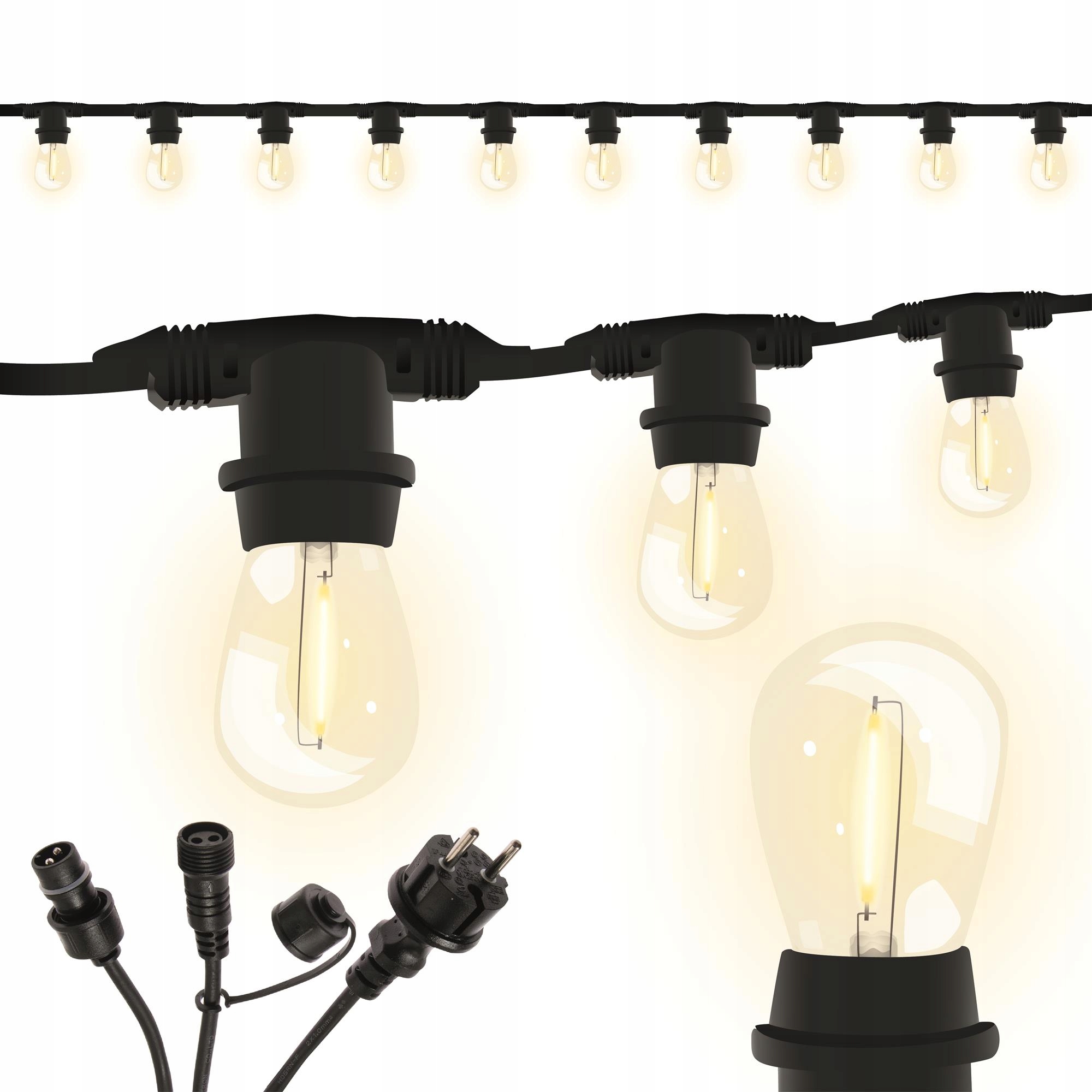 

Girlanda Ogrodowa Świetlna 10M +10 Led E27 Żarówki